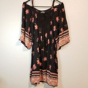 Angie | Rayon Tie-Neck Floral Print Tunic Dress